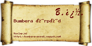 Bumbera Árpád névjegykártya